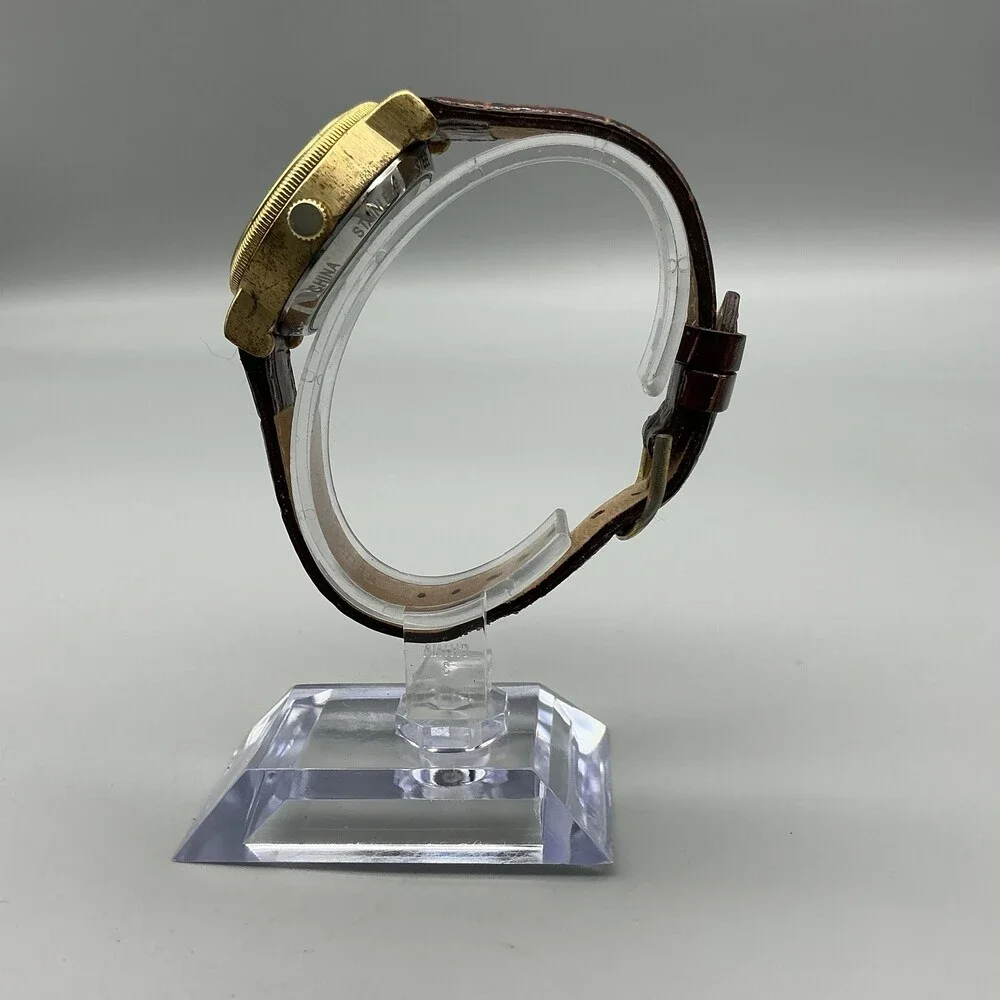 Kessaris Womens Watch 30mm Gold Tone Cream Dial Date 17255 Leather Automatic